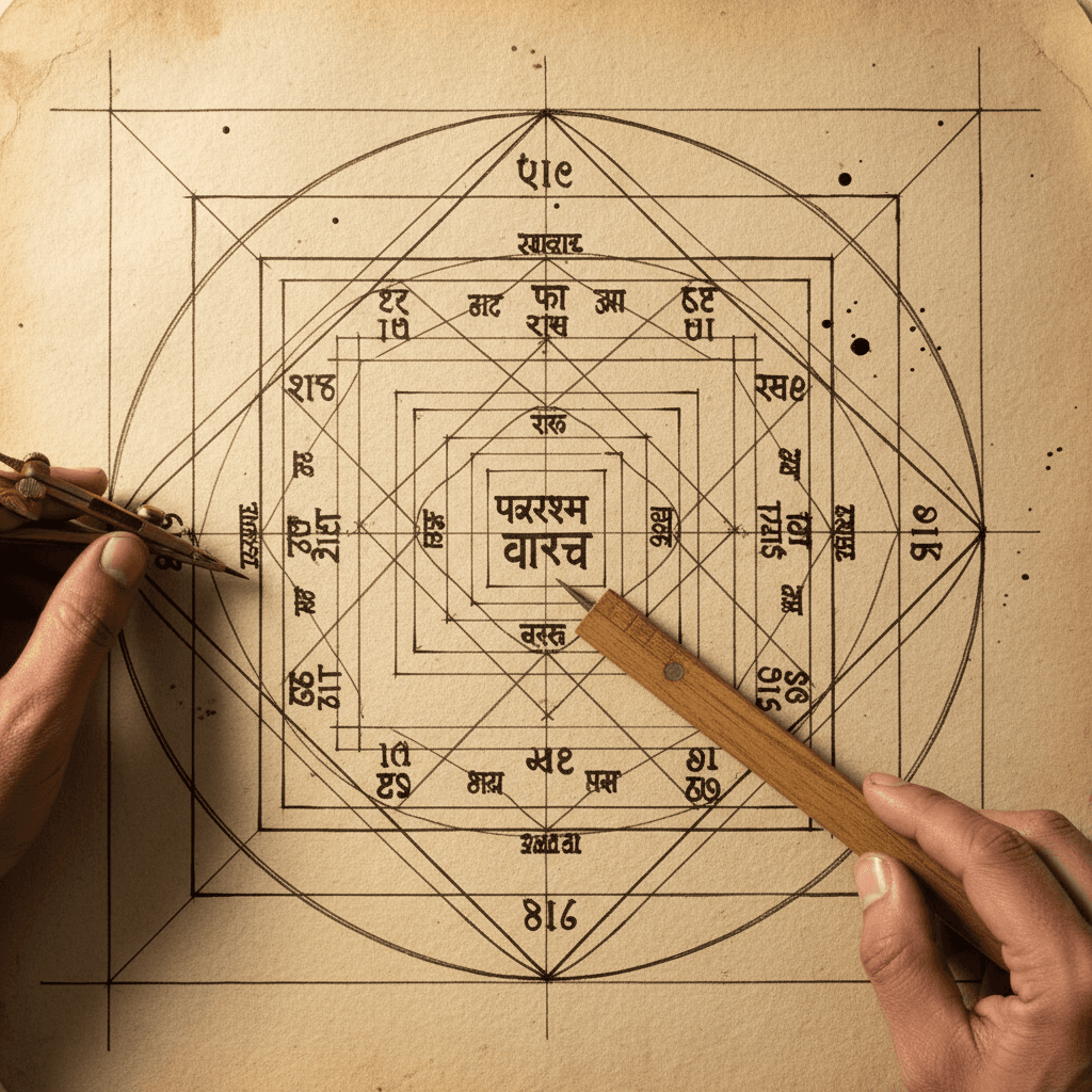 वास्तु पुरुष मंडल का विस्तृत चित्रण